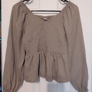 Old Navy Women's Gray Smocked Blouse
